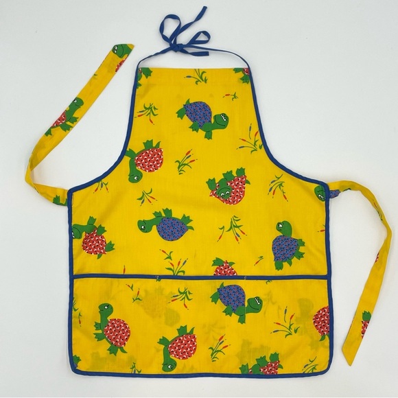 Vintage Apron Child Turtle Cartoon Pattern Art‎ Kitchen Kids Girls Boys Cooking - Picture 1 of 5